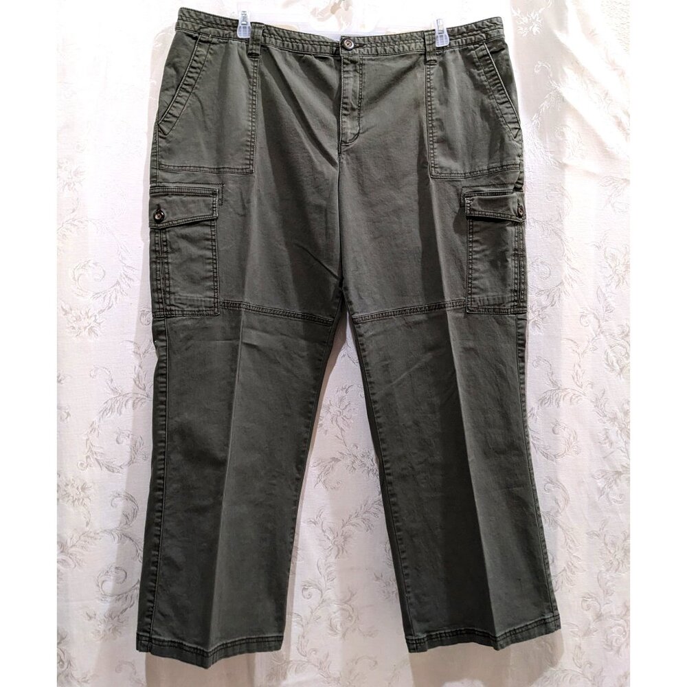 Vintage Y2K Cargo Pants 24W Relaxed Fit High Rise Cotton Comfy Grunge Alt Pocket